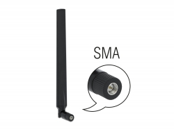 12635 Delock LTE Antenna SMA plug 1.9 - 2.3 dBi omnidirectional with tilt joint black