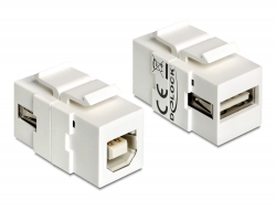 86320 Delock Keystone modul USB 2.0 A ženski > USB 2.0 B ženski bijela