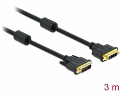 83187 Delock Cablu prelungitor cu conector tată DVI 24+1 > conector mamă DVI 24+1, de 3 m, negru