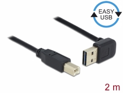 83540 Delock Kábel EASY-USB 2.0-s A típusú csatlakozódugó, ívelt felfelé / lefelé > USB 2.0-s B-típusú csatlakozódugó 2 m 