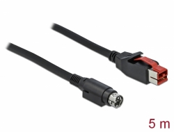 85949 Delock Câble PoweredUSB mâle 24 V > Mini-DIN 3 broches, mâle, 5 m pour imprimantes et terminaux POS