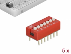 66357 Delock Comutator culisant DIP 7-cifre 2,54 mm cu înclinare THT vertical roșu 5 bucăți