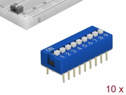 66382 Delock Comutator culisant DIP 9-cifre 2,54 mm cu înclinare THT vertical albastru 10 bucăți
