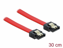 82676 Delock 6 Gb/s sebességet biztosító SATA-kábel egyenes csatlakozódugóval > egyenes SATA-csatlakozódugóval, 30 cm, piros, fém