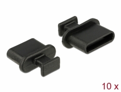 64013 Delock Zaštita od prašine za priključak USB Type-C™ ženski s držačem 10 kom. crni