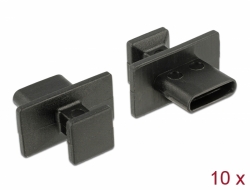64015 Delock Osłona przeciwkurzowa dla gniazda USB Type-C™ żeńskiego z dużym uchwytem 10 sztuk czarna