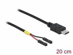 85395 Delock Kábel USB Type-C™ apa > 2 x tüskesori csatlakozó, anya, különálló teljesítmény, 20 cm