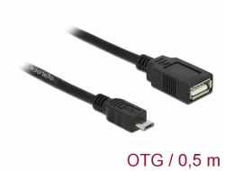 83183 Delock Cable USB micro-B male > USB 2.0-A female OTG 50 cm