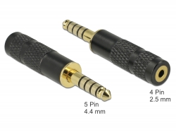 65897 Delock Adapter stereo utikača muški 4,4 mm 5-zatični na stereo utikač ženski 2,5 mm 4-zatični