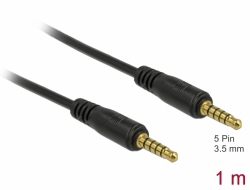 85696 Delock Cable Conector Estéreo de 3,5 mm de 5 pines, macho a macho de 1 m negro
