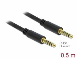 85790 Delock Cable Conector Estéreo de 4,4 mm de 5 pines, macho a macho de 0,5 m negro