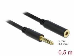 85795 Delock Cable de extensión conector estéreo 4,4 mm de 5 pines, macho a hembra 0,5 m negro