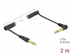 85939 Delock Navojni kabel od 6,35 mm 2 zatični mono utikač muški na mono utikač muški savijeni 2 m crni