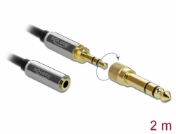 85781 Delock Cablu prelungitor stereo 3,5 mm, 3 pini tată la mamă cu adaptor șurub de 6,35 mm 2 m