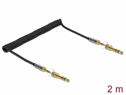 85837 Delock Svinutý kabel s 3,5 mm 3-pinovým stereo zástrčkovým konektorem na stereo zástrčkový konektor se šroubovacím adaptérem, 2 m