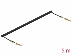 85839 Delock Svinutý kabel s 3,5 mm 3-pinovým stereo zástrčkovým konektorem na stereo zástrčkový konektor se šroubovacím adaptérem, 5 m