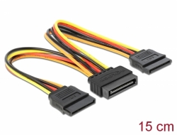 60143 Delock Napájecí kabel SATA 15 pin samec > 2 x Power SATA 15 pin samice 15 cm
