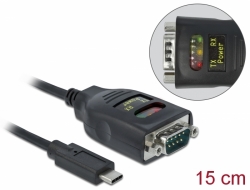 64038 Delock Adaptor USB Type-C™ la 1 x Serial RS-232 DB9 cu protecție ESD de 15 kV