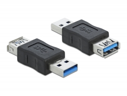 66497 Delock Adapter USB 3.0 Typ-A męski do  Type-A żeńskiego Data Blocker