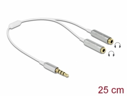 65576 Delock Câble audio stéréo mâle 3,5 mm 4 broches > 2 x stéréo femelles 3,5 mm 4 broches 25 cm