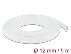 20694 Delock Protažitelné pletené opláštění, 5 m x 12 mm, bílá