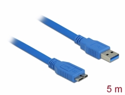83502 Delock Kabel USB 3.0 typ-A samec > USB 3.0 typ Micro-B samec 5 m modrý