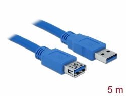 82541 Delock Przewód przedłużający z wtykiem męskim USB 3.0 Typ-A > wtyk żeński USB 3.0 Typ-A, o długości 5 m, niebieski
