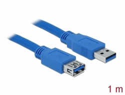 82538 Delock USB 3.0-s bővítőkábel A-típusú csatlakozódugóval > USB 3.0-s, A-típusú csatlakozóhüvellyel, 1 m, kék