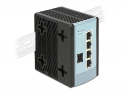87660 Delock Gigabit Ethernet Switch 4 Port PoE + 1 SFP für Hutschiene