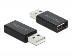 66529 Delock Adaptateur USB 2.0 Type-A mâle à Type-A femelle Bloqueur de données