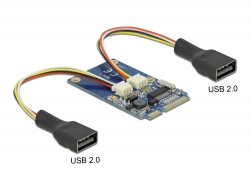 95242 Delock Mini PCIe I/O taille complète de 2 x USB 2.0 Type-A femelle