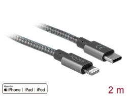 85298 Delock Cavo dati e cavo di ricarica USB Type-C™ per Lightning™ per iPhone™, iPad™ e iPod™ da 2 m