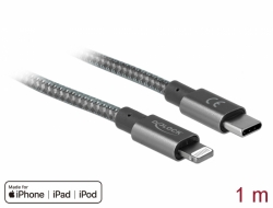85297 Delock Adat- és töltőkábel USB Type-C™ - Lightning™ iPhone™, iPad™ és iPod™ készülékhez 1 m