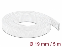 20695 Delock Protažitelné pletené opláštění, 5 m x 19 mm, bílá