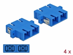 85991 Delock Optical Fiber Coupler SC Duplex female to SC Duplex female Single-mode 4 pieces blue