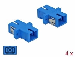 85990 Delock Coupleur de fibre optique SC Simplex femelle à SC Simplex femelle Simple-mode, 4 unités, bleu