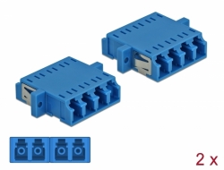 86538 Delock Optical Fiber Coupler LC Quad female to LC Quad female Single-mode 2 pieces blue