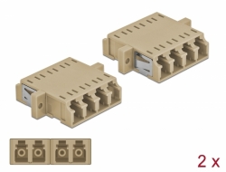 86540 Delock Optical Fiber Coupler LC Quad female to LC Quad female Multi-mode 2 pieces beige