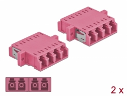 86542 Delock Optical Fiber Coupler LC Quad female to LC Quad female Multi-mode 2 pieces violet