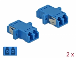 85999 Delock Accoppiatore in fibra ottica LC Duplex femmina per LC Duplex femmina monomodale 2 pezzi blu