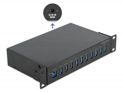 64112 Delock Hub de la industria de 10” de 10 x USB 3.2 Gen 1 Tipo-A