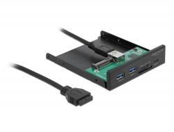 64050 Delock 3.5″, 3.2 Gen 1 USB elülső panel 1 x USB Type-C™ + 2 x A-típusú USB  + SD és Micro SD csatlakozó