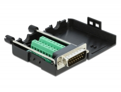 66566 Delock D-Sub15 male to Terminal Block with Enclosure 