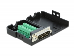 66568 Delock D-Sub15 male to Terminal Block with Enclosure 