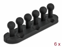 18332 Delock Cable Holder with 5 feed-throughs self-adhesive / screwable 6 pieces black 