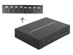 11488 Delock KVM 4 az 1-ben Multiview technológiájú kapcsoló 4 db. HDMI és USB 2.0 csatlakozó felülettel