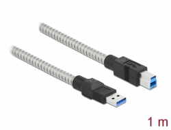 86778 Delock USB 3.2 Gen 1-kabel Typ-A hane till Typ-B hane med metallmantel 1 m