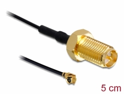 88409 Delock Câble d'antenne RP-SMA femelle sur cloison vers I-PEX Inc., MHF® I mâle 1.13 5 cm Longueur filetée 10 mm 