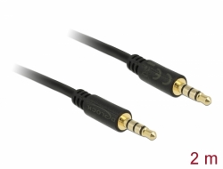 83436 Delock Conector de Cable Estéreo de 3,5 mm de 4 pines macho a macho 2 m negro