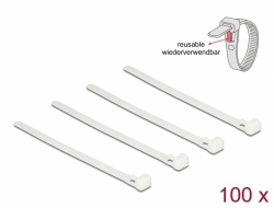 18638 Delock Cable ties releasable white L 150 x W 7.5 mm 100 pieces